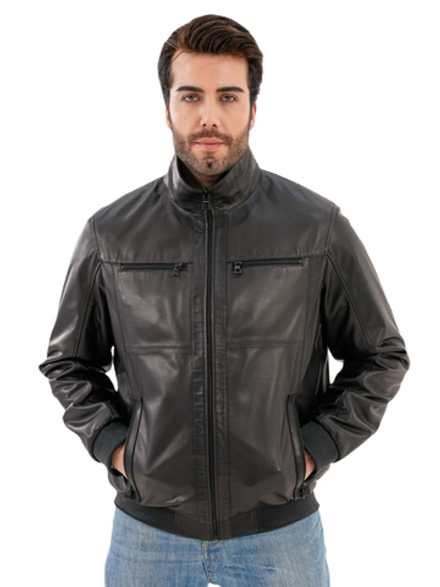 KHIMEONE Мужская кожаная демисезонная куртка (натуральная кожа, овчина)
