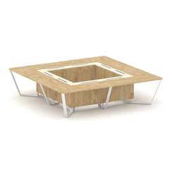 Steel Meet Стол переговорный квадратный KM-PR.B.SP-16K Тиквуд Светлый/Ваниль Глянец/Металл Белый 320