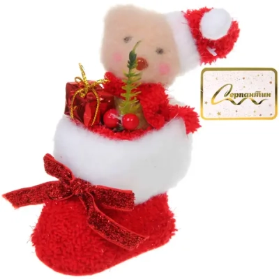 Фигурка «Медвежонок в башмачке» 12 см, Красный