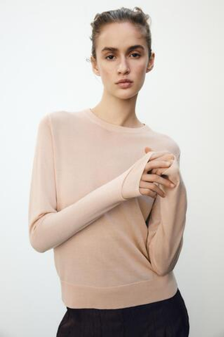 ZARA БАЗОВЫЙ ОДНОТОННЫЙ ДЖЕМПЕР, ВАНИЛЬНЫЙ