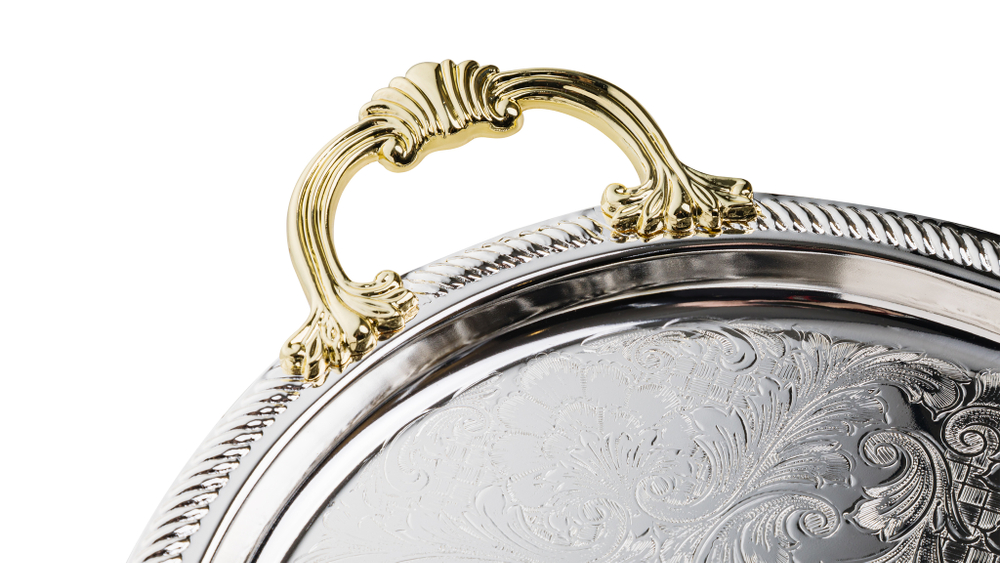 Поднос овальный с ручками 32х50см Queen Anne золотой