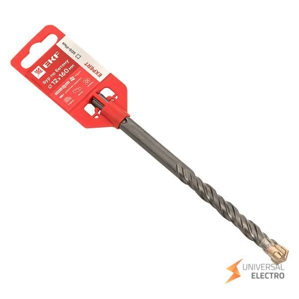 Бур по бетону SDS-plus 12х160 мм (4 резца)(4S спираль) EKF Expert