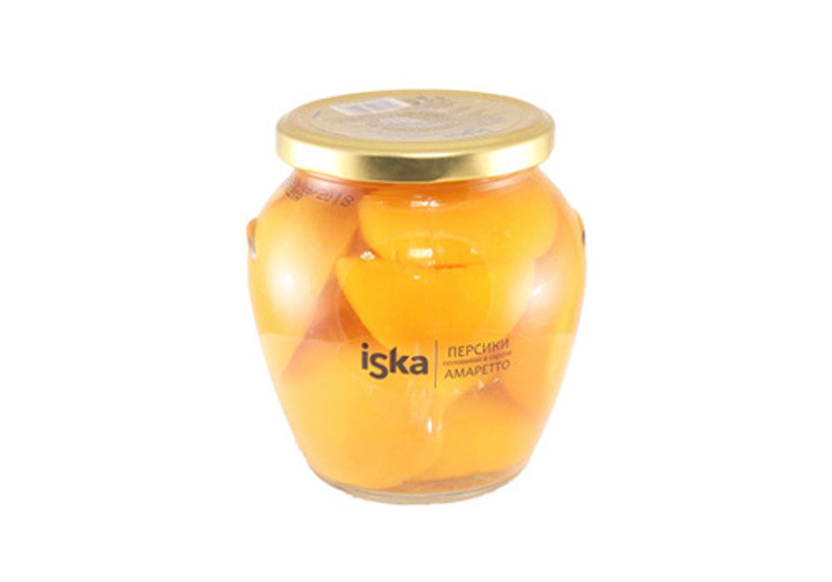 Персики половинки в сиропе с амаретто Iska, 580мл