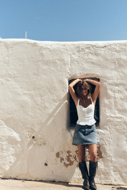 ZARA ТОП В БЕЛЬЕВОМ СТИЛЕ С ВЫШИВКОЙ, БЕЛЫЙ