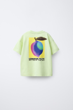 ZARA ФУТБОЛКА С ПРИНТОМ «ЛИМОН», ЛАЙМОВЫЙ