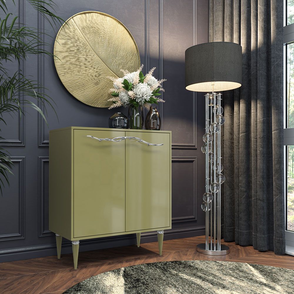 Комод Арт Колор Классик Сильвер с 2 полками Зеленая олива