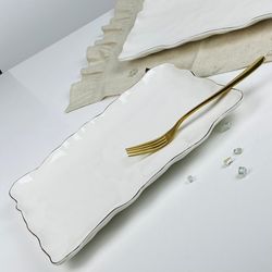 Lenardi 305-303 Набор из 2 прямоугольных блюд 30,5х20,5х3см ВАНЕССА СЕРЕБРО в под.уп.(х8)Фарфор