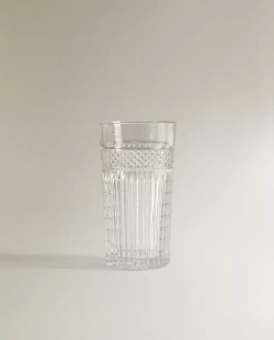 ZARA HOME СТЕКЛЯННЫЙ СТАКАН ДЛЯ ПРОХЛАДИТЕЛЬНЫХ НАПИТКОВ С РЕЛЬЕФНЫМ УЗОРОМ, ПРОЗРАЧНЫЙ