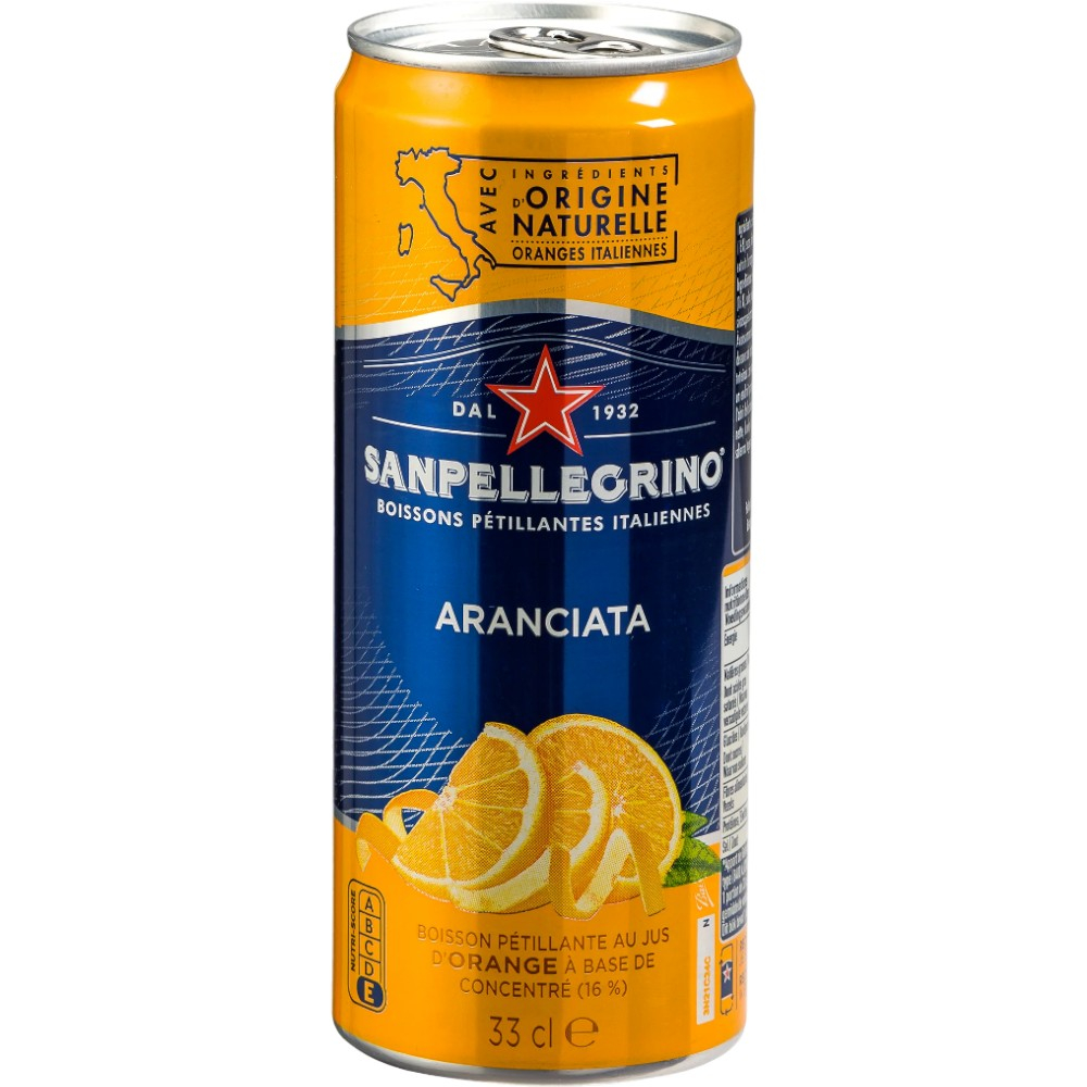 San Pellegrino Aranciata, in can 0,33 л.