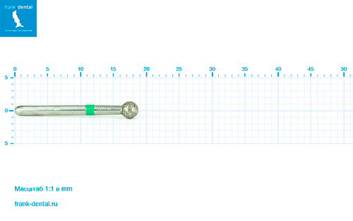 Бор алмазный зеленый  Frank Dental типа FG - D.801.025.G.FG