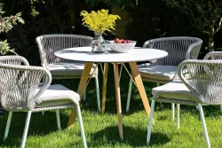 "Франческо" интерьерный стол из HPL круглый Ø90см, цвет молочный