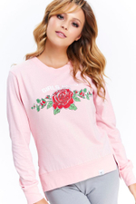Пижама с розами на кофточке (Размер: S) (Цвет: серый с розовым)