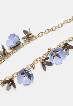 STRADIVARIUS Ожерелье с цветочными подвесками, экрю