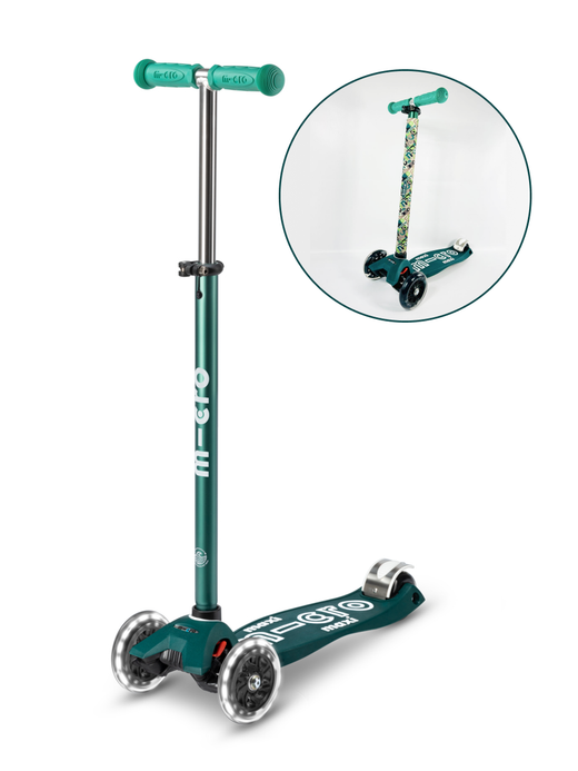 Самокат Maxi Micro Deluxe ECO Зеленый LED + Рукав на руль word зеленый