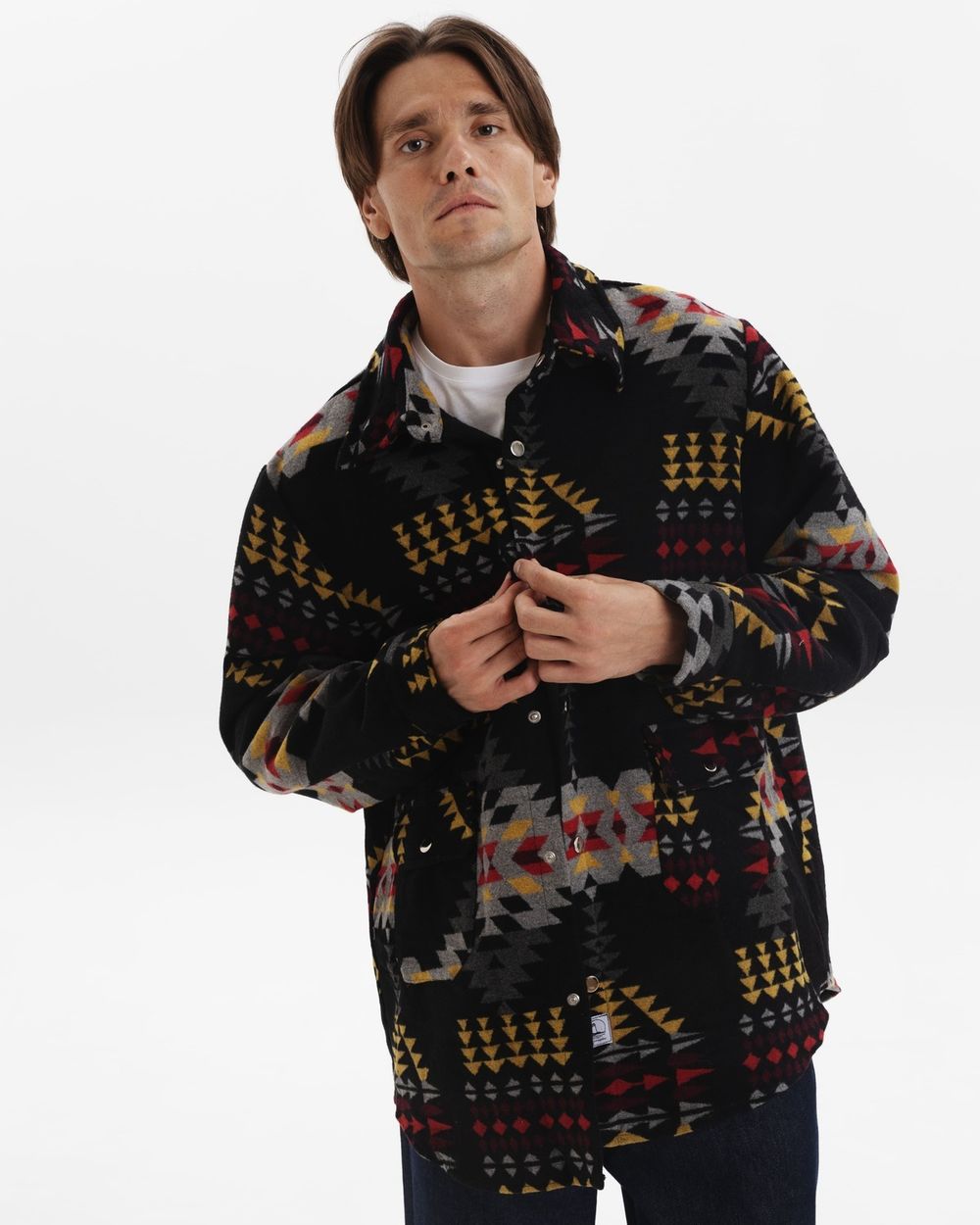 Рубашка Kefirmaykifer оверсайз Этно черная