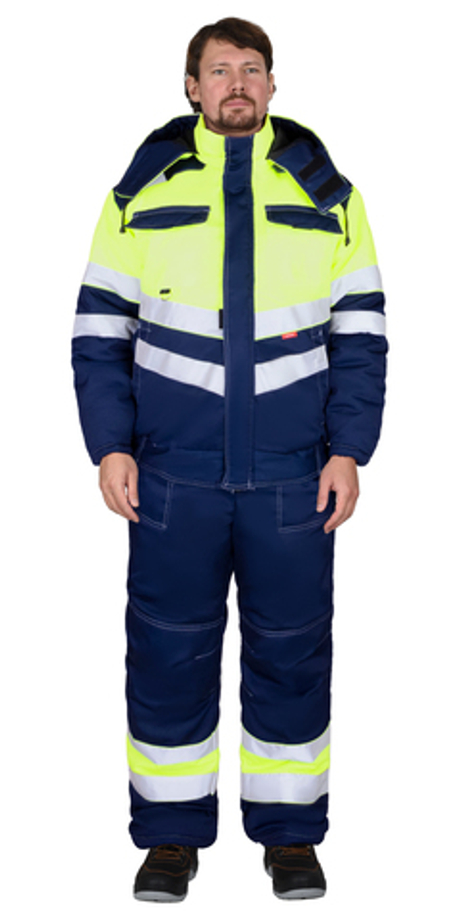 Костюм СИРИУС-НАВИГАТОР-2 зимний, куртка кор., полукомбинезон, синий с лимонным и СОП