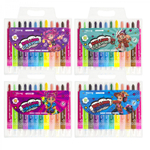 Мелки восковые Yalong 12 цв., "Rolling Crayon", пластиковый прозрачный корпус с рисунком и выдвижным механизмом, упаковка ПВХ, европодвес