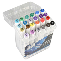 Набор скетчмаркеров двусторонних арт. 65496 / 1 МОРЕ (24 цв., размер бокса: 12х16,5х8,5 см, цвет корпуса: белый, материал: полипропилен, полиэстер "Фетр", нейлон, состав чернил: на спиртовой основе, толщина наконечников: "долото" - 6,2 мм, "кисть" -