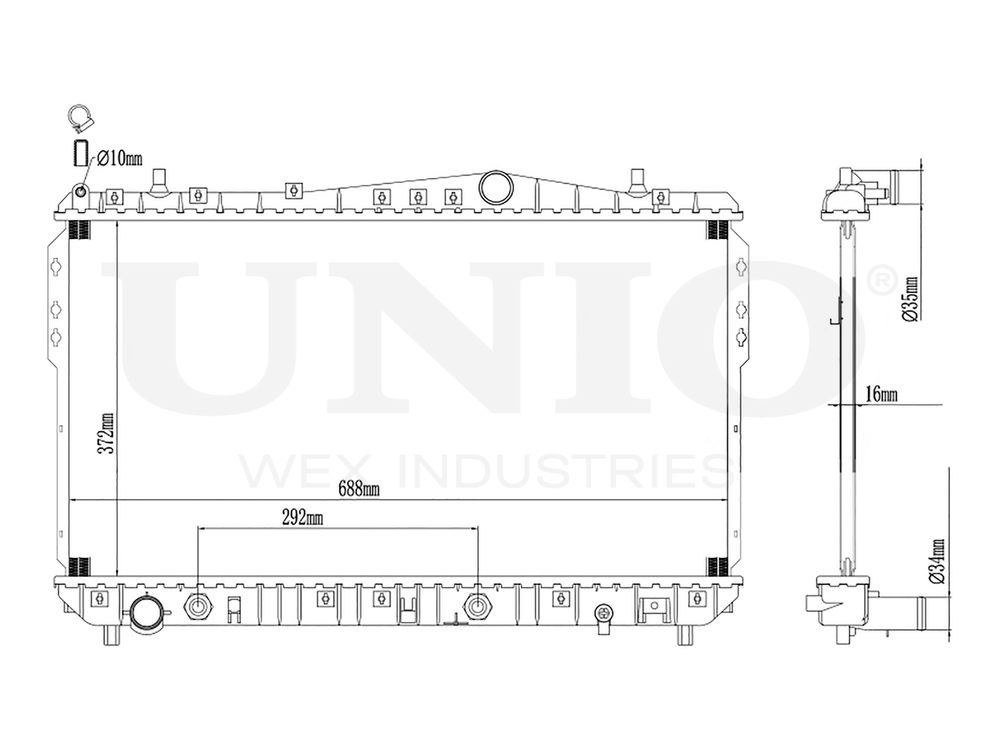 Радиатор охлаждения двигателя UNIO RAD-10108