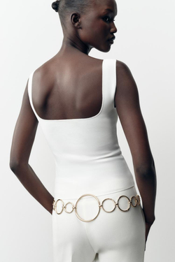 ZARA ТОП ИЗ ЭЛАСТИЧНОЙ ТКАНИ С ЦВЕТОЧНОЙ ВЫШИВКОЙ, БЕЛЫЙ