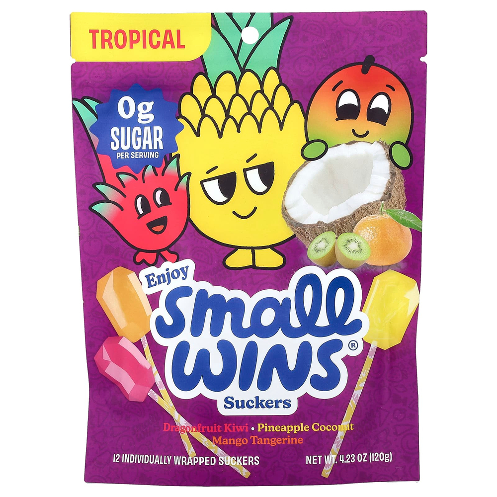 Enjoy Small Wins, Suckers, тропические фрукты, 12 шт., 120 г (4,23 унции)