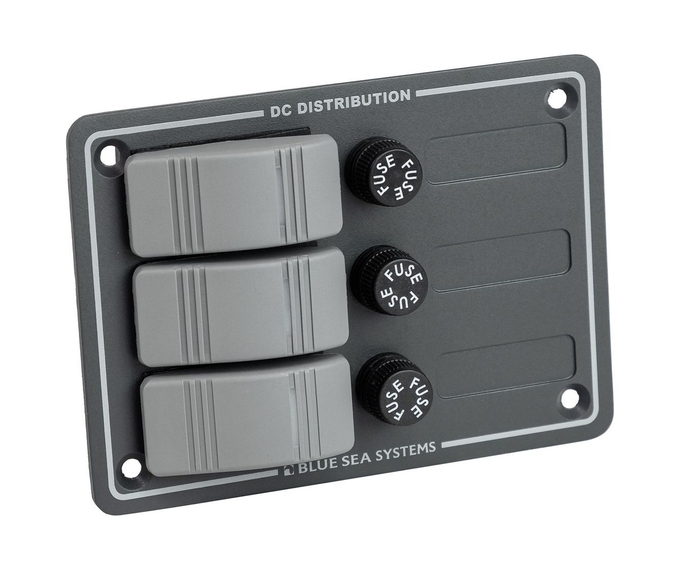 Панель бортового питания 3 переключателя (серые клавиши), с предохранителями