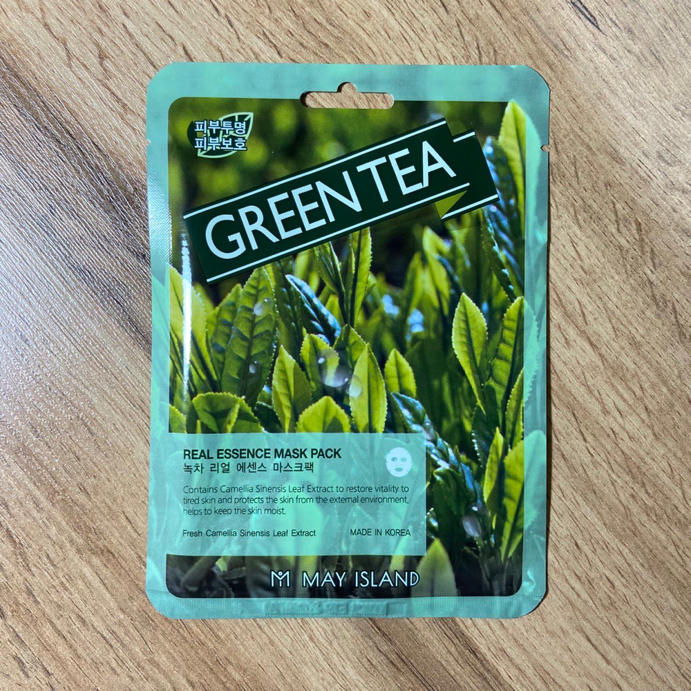 Маска для лица May Island Green Tea Real Essence Mask Pack тканевая с экстрактом зеленого чая 25 мл
