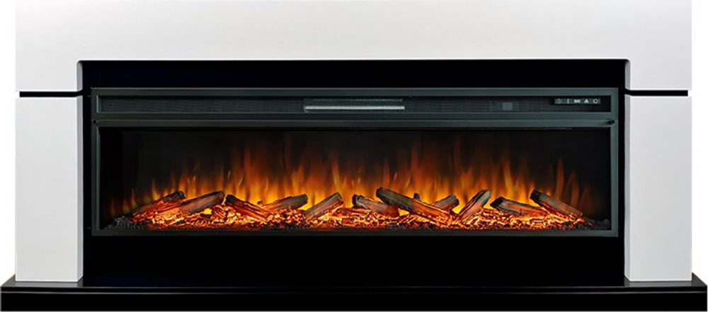 Каминокомплект Lindos 60 - Белый с черным с очагом Vision 60 LOG LED