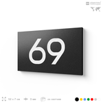 Табличка с номером 69 на дверь квартиры, для офиса, кабинета, аудитории, склада, черная 120х70 мм, Айдентика Технолоджи