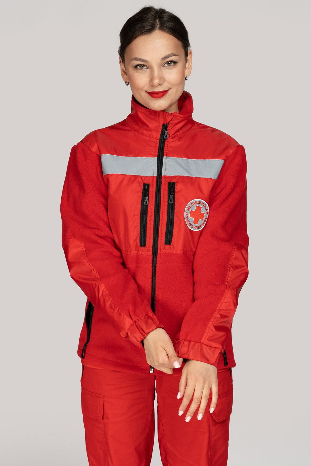 Толстовка флисовая женская Скорая помощь Medicline цв. КРАСНЫЙ