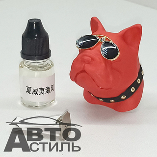 Ароматизатор-игрушка -на обдув- Собачка Бульдог -(жидк)- YC-31RG Red glasses
