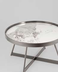 Журнальный столик Elica Ø80 см, керамика, тёмный хром