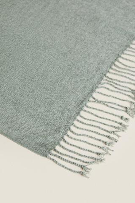 ZARA HOME ПЛЕД ИЗ СИНЕЛИ, ЗЕЛЕНЫЙ
