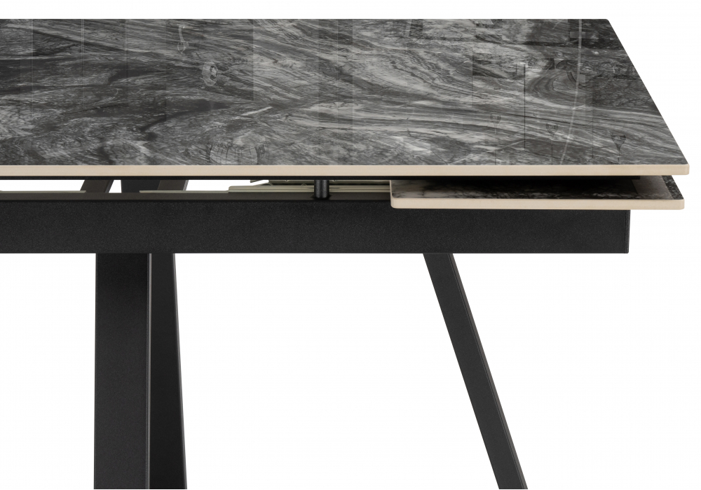 Керамический стол Woodville Силлем 120(180)х80 риальто серый темный, черный