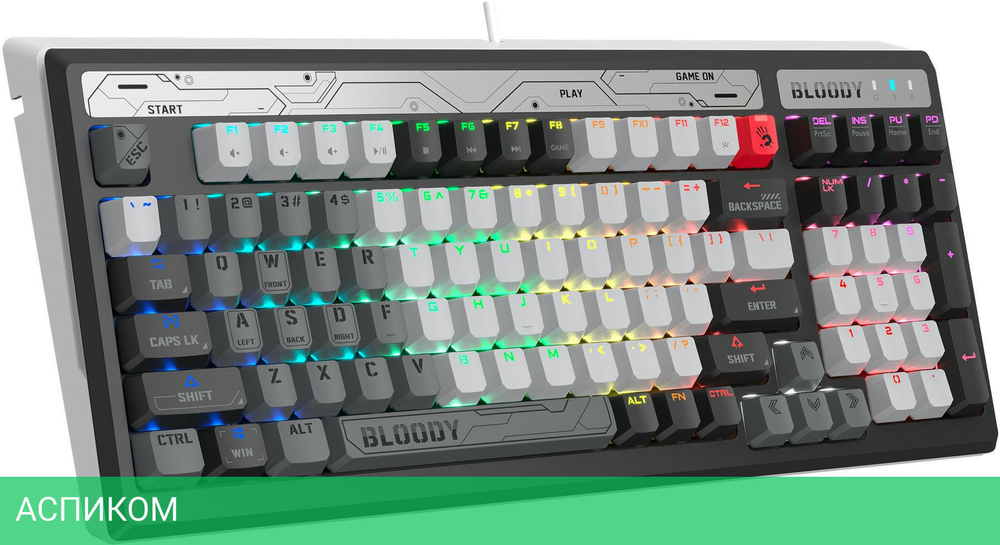 Клавиатура A4Tech Bloody B950 серый/черный
