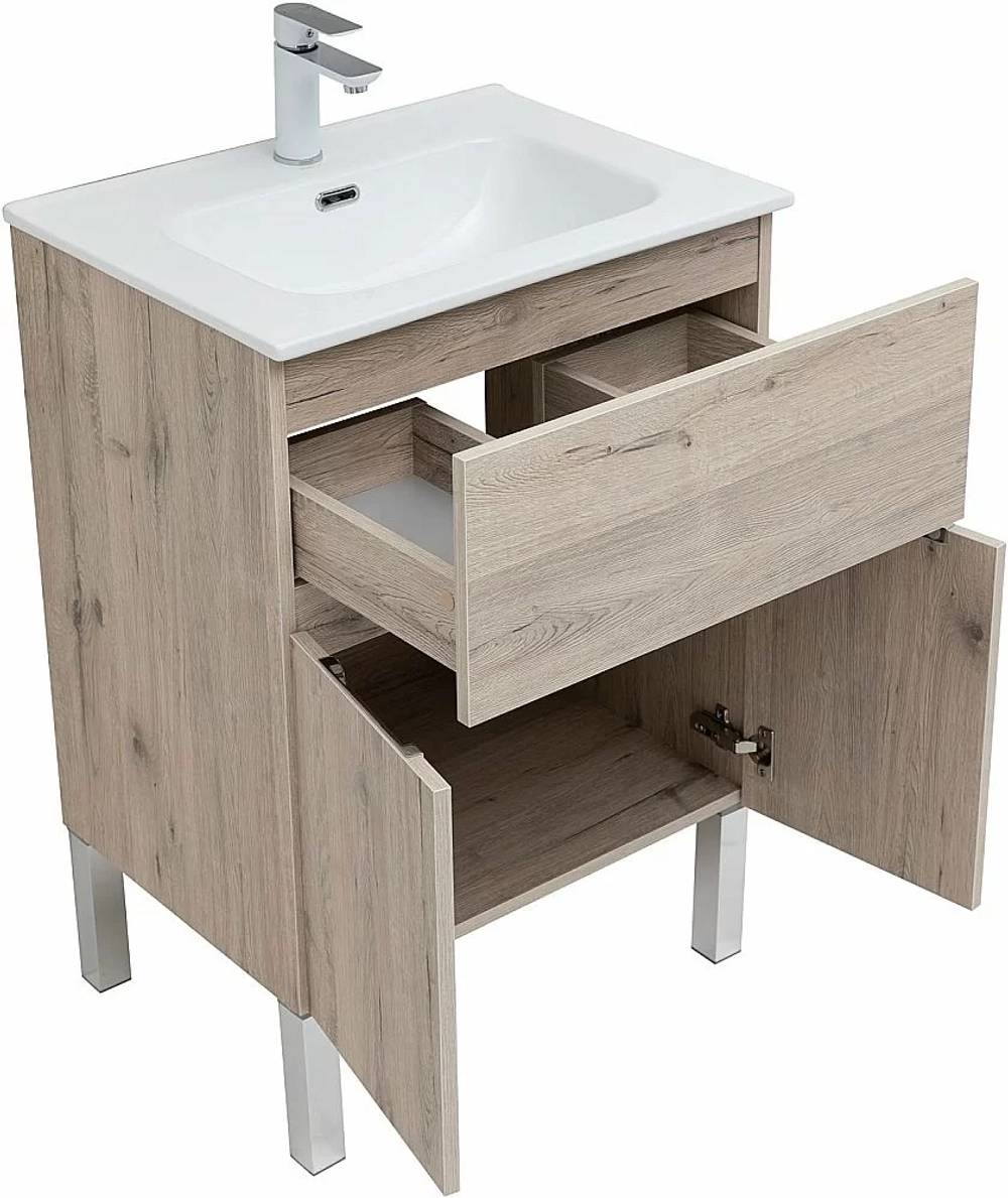 Тумба с раковиной Aquanet Алвита New 277549 60 дуб веллингтон/белый