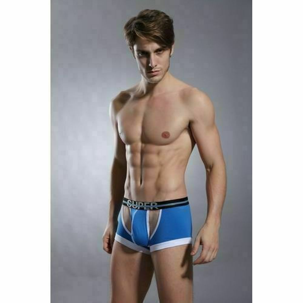 Мужские трусы боксеры синие с вырезами Superbody Blue Hip Boxer