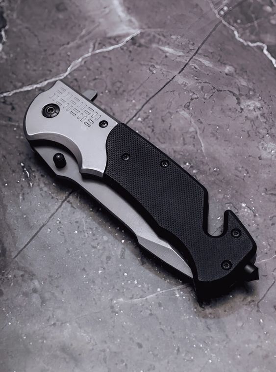 Тактический складной нож Browning со стеклоотбоем и стропорезом Черный
