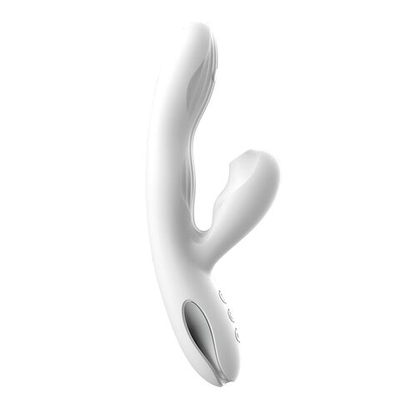 Белый вибратор-кролик Eria с вакуумной стимуляцией, функцией tapping и нагревом - 21,5 см. (Цвет: белый)