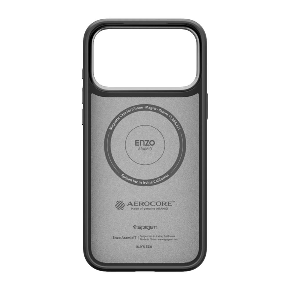 Арамидный чехол MagSafe Spigen Enzo Aramid T (Mag Fit) для iPhone 17 Pro Тонкий укреплённый гибридный чехол из арамидного волокна Aerocore с сенсорной накладкой для Контроллера камеры