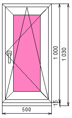 Пластиковое окно 1000 х 500 ТермА Эко