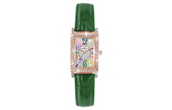 KANGOL Quartz Movement Genuine Leather Strap Watch Women"s Watch White Dial KANGOL 655 Green