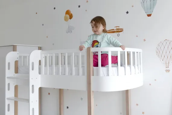 Кровать двухъярусная Ellipse Classic фронтальная лестница Белая