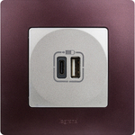 Розетка USB тип А / тип С 3000мА 15Вт - алюминий ETIKA Legrand