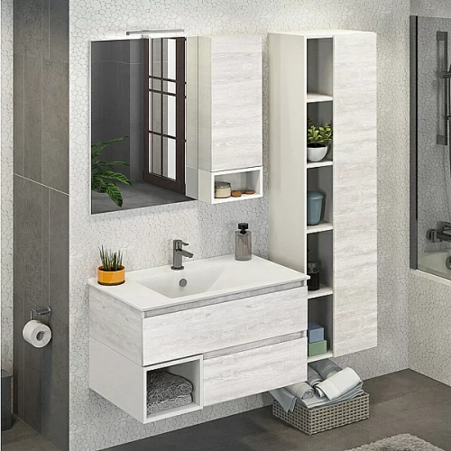 Тумба с раковиной Comforty Турин-90М 00-00014644 дуб белый