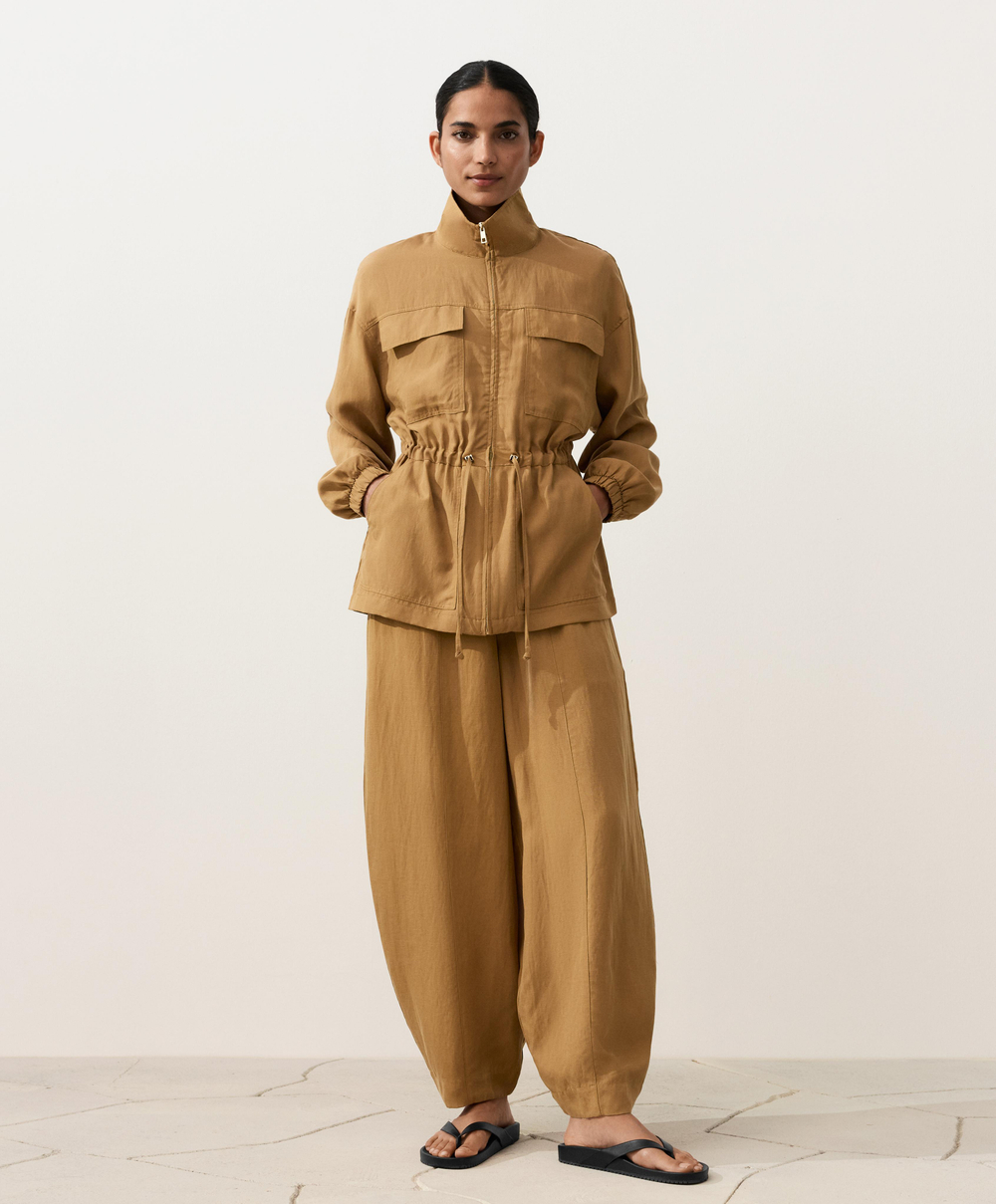 Oysho Куртка с присборенной талией из смеси лиоцелла и 24% льна, медный