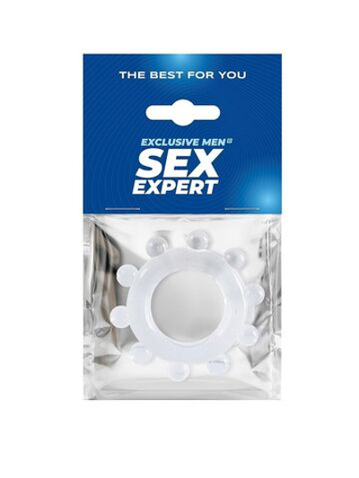 Прозрачное эрекционное кольцо со стимулирующими шариками (Цвет: прозрачный)