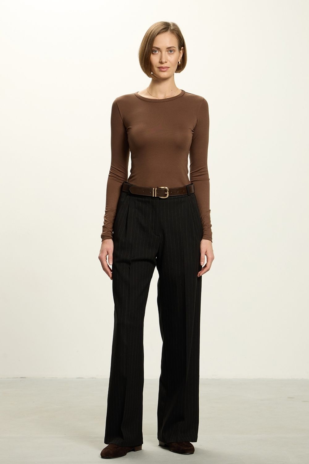 Брюки палаццо черная полоска шерсть