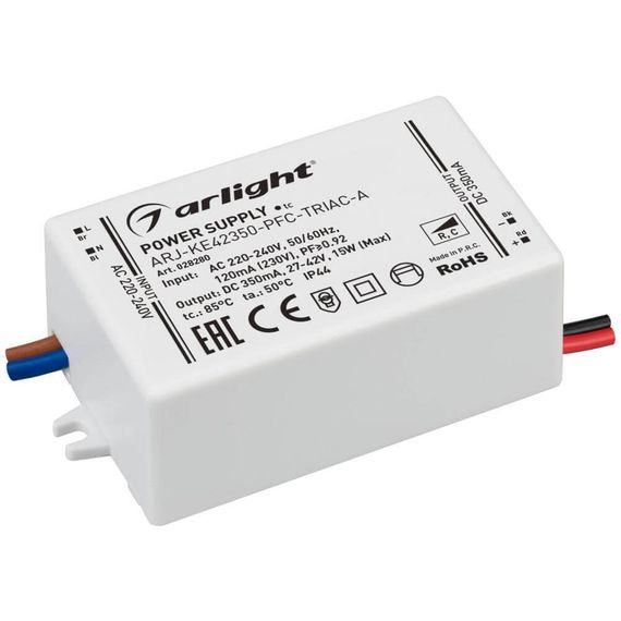 Драйвер Arlight ARJ-KE42350-PFC-Triac-A 27-42V 15W IP44 0,35A 028280