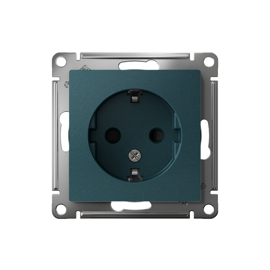 Розетка 1-м СП AtlasDesign 16А IP20 с заземл. защ. шторки механизм изумруд SE ATN000845